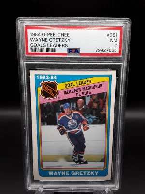 Wayne Gretzky 1984-85 O-Pee-Chee OPC #381 Goals Leader PSA 7 NM Near Mint front